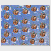 Vrolijk kerstfeest een cirkel foto en naam sneeuwp cadeaupapier (Vlak)