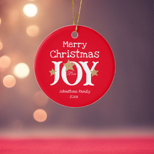 Vrolijk Kerstfeest Eenvoudig Elegant Rood Keramisch Ornament