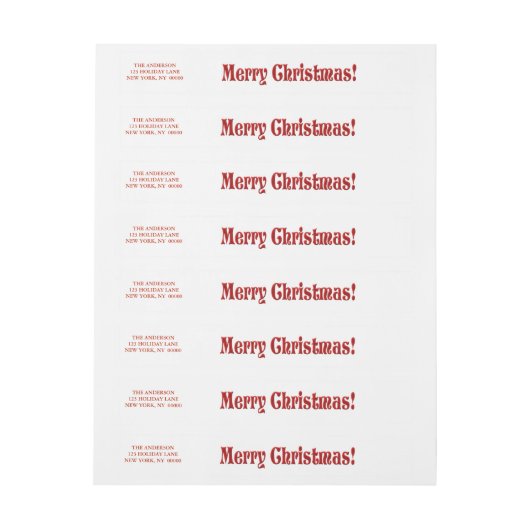 Vrolijk kerstfeest, eenvoudig handschrift omwikkelbaar adreslabel (Vel)