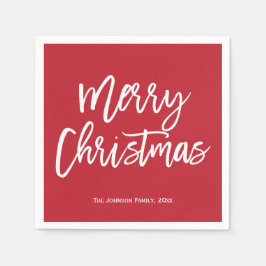 Vrolijk kerstfeest Eenvoudig rood en wit luiers Servet