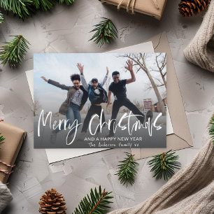 Vrolijk kerstfeest Elegant Calligrafie 1 Foto Holi Briefkaart