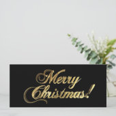 Vrolijk kerstfeest Elegant Faux Gold Foil op zwart (Staand voorkant)
