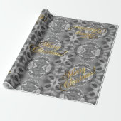Vrolijk kerstfeest Elegant Faux Silver Gold Script Cadeaupapier (Uitgerold)
