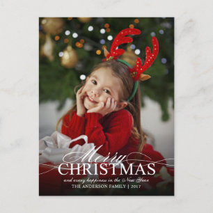 Vrolijk Kerstfeest Elegant Fotovakantie Evenement Briefkaart