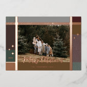 Vrolijk kerstfeest Elegant Pset Pattern Foto Lijst Folie Feestdagenkaart (Voorkant)