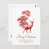 Vrolijk kerstfeest Elegant Red  Deer Briefkaart (Voorkant / Achterkant)