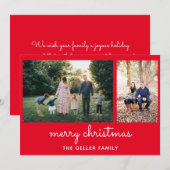 Vrolijk Kerstfeest Elegant Script Dubbele Foto Feestdagenkaart (Voorkant / Achterkant)