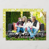 Vrolijk kerstfeest Elegant White Script Overlay Feestdagenkaart (Voorkant / Achterkant)