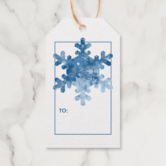 Vrolijk Kerstfeest Elegante eenvoudige Snowflake c Cadeaulabels (Achterkant)