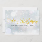 Vrolijk Kerstfeest Elegante Gouden Script Sneeuwvl Feestdagenkaart (Voorkant)