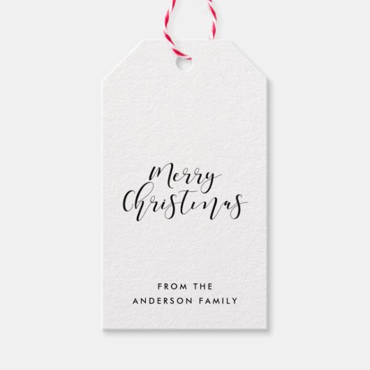 Vrolijk kerstfeest elegante kalligrafie cadeaulabel (Voorkant)