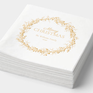 Vrolijk Kerstfeest Elegante Krans Eenvoudig Feest Folie Servetten