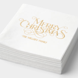 Vrolijk Kerstfeest Elegante Retro Typografie Folie Servetten