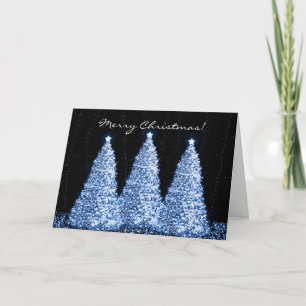 Vrolijk Kerstfeest Elegante Sparkle Trees Blauw Feestdagen Kaart