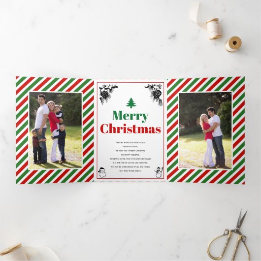 Vrolijk kerstfeest elementen vet typografie drieluik wenskaart (Binnen)