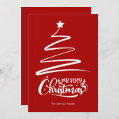 Vrolijk kerstfeest en boomrode kerst Kaart (Voorkant / Achterkant)