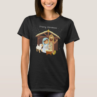 Vrolijk kerstfeest en Christelijke nativiteit scèn T-shirt