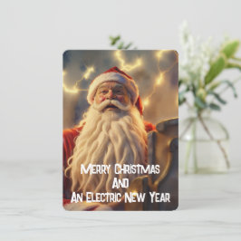 Vrolijk kerstfeest en een elektrisch nieuwjaar feestdagenkaart