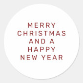 Vrolijk kerstfeest en een gelukkig nieuwjaar ronde sticker (Voorkant)