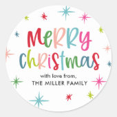 Vrolijk kerstfeest en feestelijke feestdag ronde sticker (Voorkant)