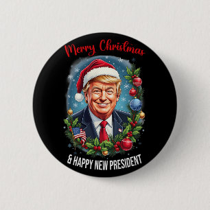 Vrolijk kerstfeest en gelukkig nieuw President - D Ronde Button 5,7 Cm