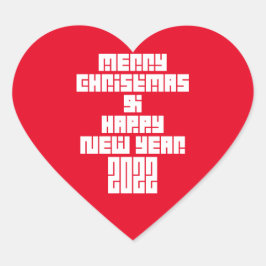 Vrolijk kerstfeest en gelukkig nieuwjaar 2022 hart sticker