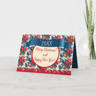 Vrolijk kerstfeest en gelukkig nieuwjaar! Blauwe v Bedankkaart