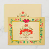 Vrolijk Kerstfeest en Gelukkig Nieuwjaar Goud Lijs Briefkaart (Voorkant / Achterkant)