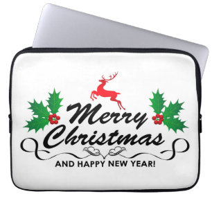 Vrolijk kerstfeest en gelukkig nieuwjaar laptop sleeve