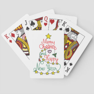 Vrolijk kerstfeest en gelukkig nieuwjaar pokerkaarten