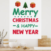 Vrolijk kerstfeest en gelukkig nieuwjaar poster (Keuken)
