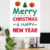 Vrolijk kerstfeest en gelukkig nieuwjaar poster (Thuiskantoor)