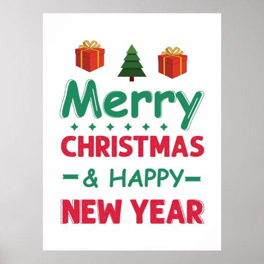 Vrolijk kerstfeest en gelukkig nieuwjaar poster (Voorkant)