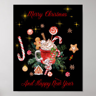 Vrolijk kerstfeest en gelukkig nieuwjaar poster