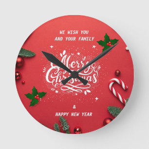 Vrolijk kerstfeest en gelukkig nieuwjaar ronde klok