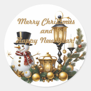 Vrolijk kerstfeest en gelukkig nieuwjaar! ronde sticker