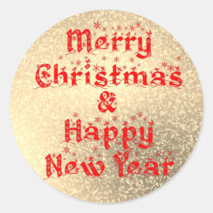 vrolijk kerstfeest en gelukkig nieuwjaar ronde sticker