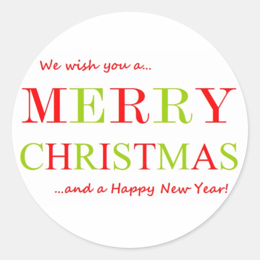 Vrolijk kerstfeest en gelukkig nieuwjaar ronde sticker (Voorkant)