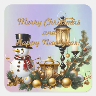 Vrolijk kerstfeest en gelukkig nieuwjaar! vierkante sticker