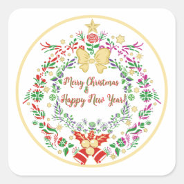 Vrolijk kerstfeest en gelukkig nieuwjaar! vierkante sticker