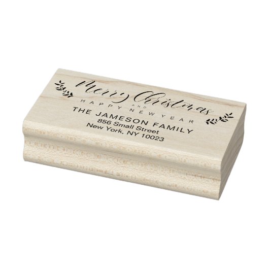 Vrolijk kerstfeest en gelukkig nieuwjaar whimsical 	rubberstempel (Stempel)