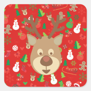 Vrolijk kerstfeest en gelukkig nieuwjaar! XMAS Vierkante Sticker