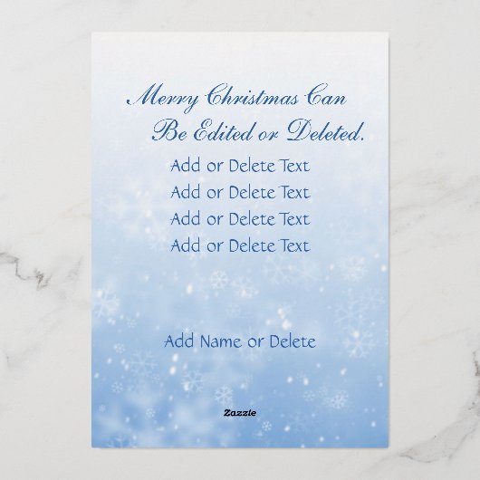 Vrolijk kerstfeest en Happy New Year stermarinebla Folie Feestdagenkaart (Achterkant)