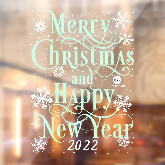 Vrolijk Kerstfeest en Happy Nieuwjaar 2022-winkel Raamsticker (Vel 2)
