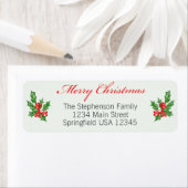 Vrolijk kerstfeest en Holly Custom Retour Adres Etiket (Insitu)