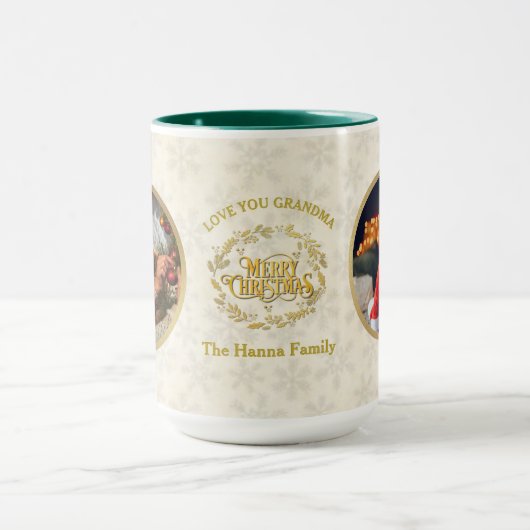 Vrolijk kerstfeest en hou van je oma | Twee foto's Mok (Midden)