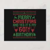 Vrolijk kerstfeest en ja, het is mijn 60e verjaard briefkaart (Voorkant)