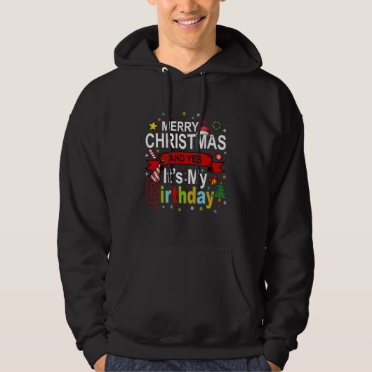 Vrolijk kerstfeest en ja, het is mijn Birthday Gif Hoodie (Voorkant)