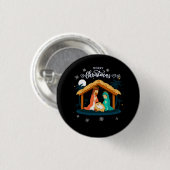 Vrolijk kerstfeest en kerststal Christelijk geloof Ronde Button 3,2 Cm (Voorkant /achterkant)