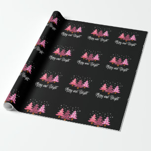 Vrolijk kerstfeest- en luipaard cadeaupapier